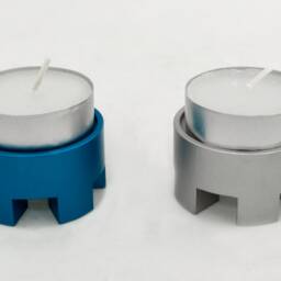 Custom Colors Small Traveling Candlesticks, Jerusalem Walls Shape, Jewish Holiday Gift, Children Puzzle Design, Nadav Art, Modern Judaica - thumbnail 2