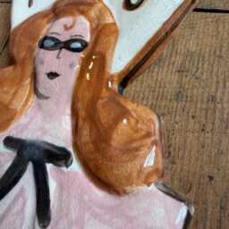 Clay Wall Hanging, Cowgirl Head, Vintage Inspired Art, 1970S, Hand Made, Painted, Retro, Western, Cowboy, Cowgirl, Rodeo - thumbnail 3