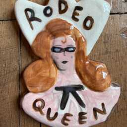 Clay Wall Hanging, Cowgirl Head, Vintage Inspired Art, 1970S, Hand Made, Painted, Retro, Western, Cowboy, Cowgirl, Rodeo - thumbnail 2
