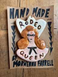 Clay Wall Hanging, Cowgirl Head, Vintage Inspired Art, 1970S, Hand Made, Painted, Retro, Western, Cowboy, Cowgirl, Rodeo - thumbnail 1