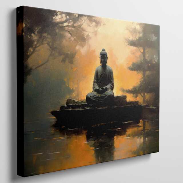Serene Buddha Canvas Print, Spiritual Zen Home Decor, Meditative Buddhist Artwork, Tranquil Meditation Wall Art, Garden - image 1