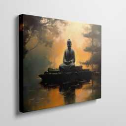 Serene Buddha Canvas Print, Spiritual Zen Home Decor, Meditative Buddhist Artwork, Tranquil Meditation Wall Art, Garden - thumbnail 3
