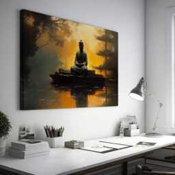 Serene Buddha Canvas Print, Spiritual Zen Home Decor, Meditative Buddhist Artwork, Tranquil Meditation Wall Art, Garden - thumbnail 2