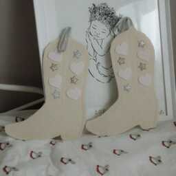 Hanging Cotton Cowboy Boot, Country Nursery Wall Mobile - thumbnail 2