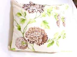 Brown & Green Waverly Floral Pillow Cover & Mums On Cream - thumbnail 1