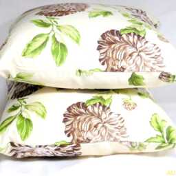 Brown & Green Waverly Floral Pillow Cover & Mums On Cream - thumbnail 2