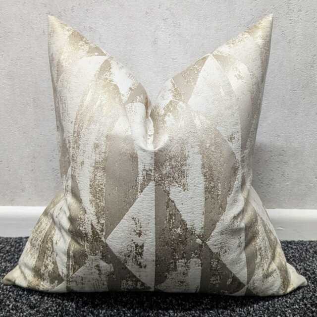 Cream & Gold Cushion Cover Diamond Design For New Home Luxury Designer Handmade Pillow/(Only Cover - image 1