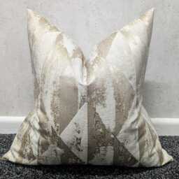 Cream & Gold Cushion Cover Diamond Design For New Home Luxury Designer Handmade Pillow/(Only Cover - thumbnail 1