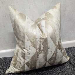 Cream & Gold Cushion Cover Diamond Design For New Home Luxury Designer Handmade Pillow/(Only Cover - thumbnail 4