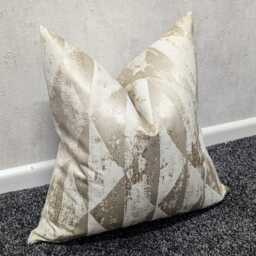 Cream & Gold Cushion Cover Diamond Design For New Home Luxury Designer Handmade Pillow/(Only Cover - thumbnail 2