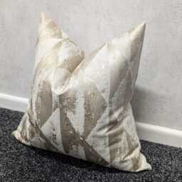 Cream & Gold Cushion Cover Diamond Design For New Home Luxury Designer Handmade Pillow/(Only Cover - thumbnail 3
