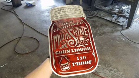 Moonshine Jar Metal Art. Made From High Quality Aluminum. Available in 1 & 2 Layered. Painted Non Versions. See Images - image 1