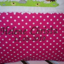 Pillow With Name For Birth - Hedgehog & Bird Pink - thumbnail 2