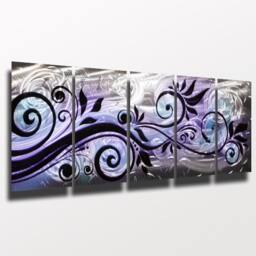 "Purple Metal Wall Art Modern Abstract Home Decor, ""Whispering Wind" - thumbnail 3