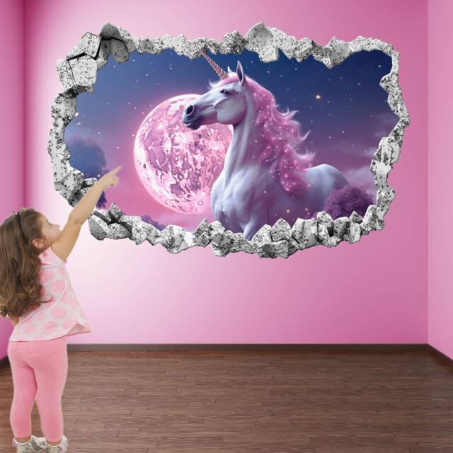 Unicorn Moon Wall Decal Sticker Mural Poster Print Art Kids Girls Bedroom Nursery Decor Ks21 - image 1