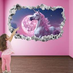 Unicorn Moon Wall Decal Sticker Mural Poster Print Art Kids Girls Bedroom Nursery Decor Ks21 - thumbnail 1