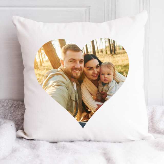 Personalised Photo Cushion - Heart Custom Cover Picture Valentines Gift - image 1