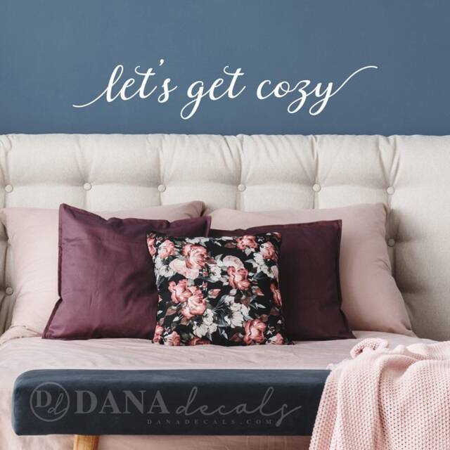 Let's Get Cozy Script Wall Decal - Bedroom Living Room Decor - image 1