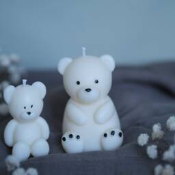 Teddy Bear Candle Duo - Handmade Soy Wax Candles Cute Home Decor Valentine's Day Gift Mother's Decorative - thumbnail 3