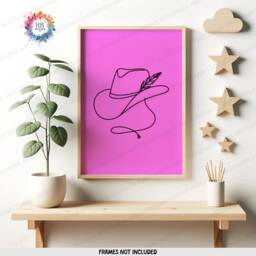 Cowgirl Nursery Decor - Set Of 3 Pink Posters - Western Girl Room Wall Art Boho Country Cow Gift Kids Girls Bedroom Line Prints - thumbnail 3