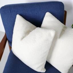 Luxury Ivory Boucle Cushion Covers, Textured Faux Sheepskin Sherpa Fabric Throw Cushions. Ivory/Mustard/Pink/Blue/Grey - thumbnail 2