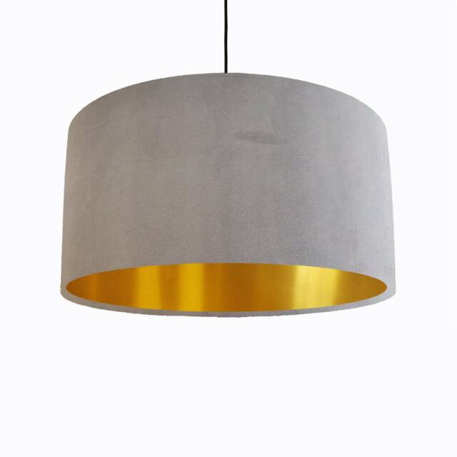 Light Grey Lampshade in Velvet With Gold Lining - image 1