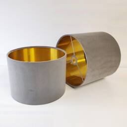Light Grey Lampshade in Velvet With Gold Lining - thumbnail 3