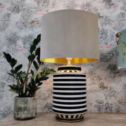 Light Grey Lampshade in Velvet With Gold Lining - thumbnail 2