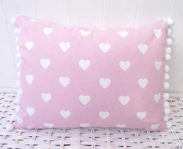 Laura Ashley Pink Hearts Cushion Handmade Pom Cushion - image 1