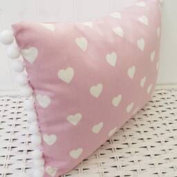 Laura Ashley Pink Hearts Cushion Handmade Pom Cushion - thumbnail 2