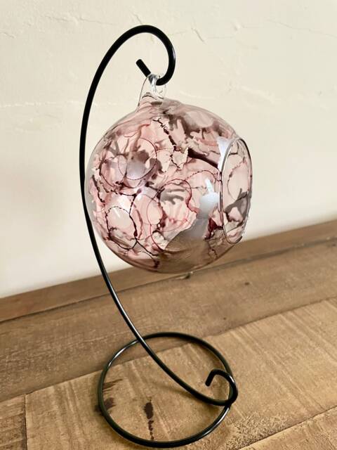 Hand Painted, Tea Light Candle Holder, Hanging Glass Holder. Glass Holder On A Stand. Mother's Day Gift, Christmas Gift - image 1