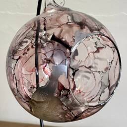 Hand Painted, Tea Light Candle Holder, Hanging Glass Holder. Glass Holder On A Stand. Mother's Day Gift, Christmas Gift - thumbnail 3