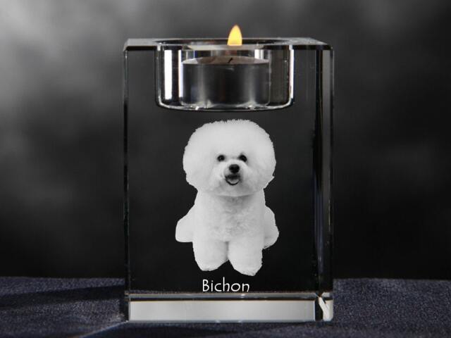 Bichon Frise, Crystal Candlestick With Dog, Souvenir, Decoration, Limited Edition, Collection - image 1