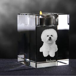 Bichon Frise, Crystal Candlestick With Dog, Souvenir, Decoration, Limited Edition, Collection - thumbnail 2