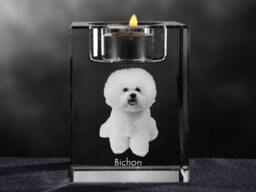 Bichon Frise, Crystal Candlestick With Dog, Souvenir, Decoration, Limited Edition, Collection - thumbnail 1