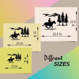 In-Style Decals Wall Vinyl Decal Home Decor Art Sticker Cowboy Riding Horse Mountains Trees Western Man Boy Room Removable Mural Design 217 - thumbnail 2