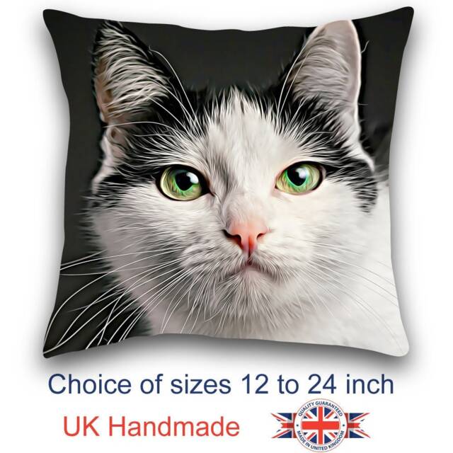 Black & White Cat Cushion, Pillow, Choice Of Sizes, Handmade - image 1