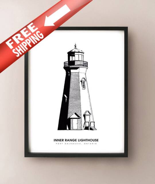 Inner Range Lighthouse, Port Dalhousie - Ink Drawing Print St. Catharines, Ontario - image 1