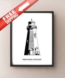 Inner Range Lighthouse, Port Dalhousie - Ink Drawing Print St. Catharines, Ontario - thumbnail 1