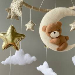 Teddy Baby Mobile For Nursery, Crib Mobile, Moon & Stars Teddy Bear Shower Gift - thumbnail 3
