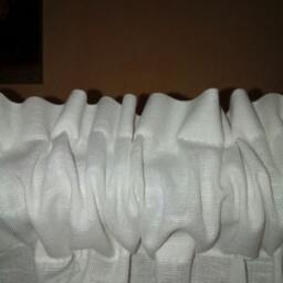 Cotton Curtains Linen-Look White Cotton Lace Trim Kitchen Valance - thumbnail 2