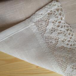 Cotton Curtains Linen-Look White Cotton Lace Trim Kitchen Valance - thumbnail 3