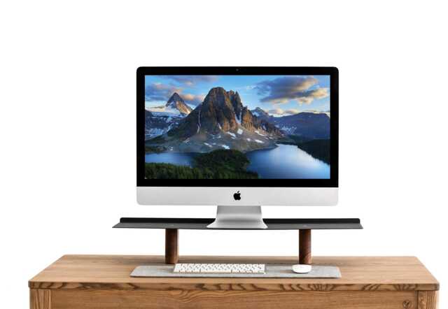 Metal Monitor Stand, Desk Shelf Riser With Wooden Legs, For Home - image 1