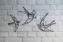 Swallow Wall Decor, Geometric Bird, Bird Gift Idea, Decor, Metal Wire Art, Flying Birds Wall Swift - thumbnail 1
