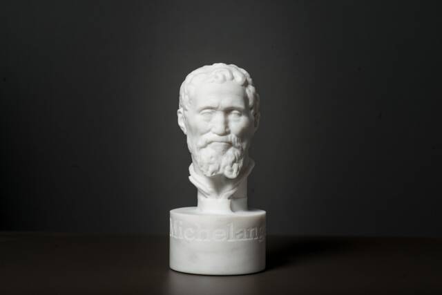 Marble Bust Of Michelangelo By Lorenzi Statue Carved Greek Marble Figurine - image 1