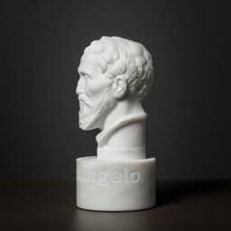 Marble Bust Of Michelangelo By Lorenzi Statue Carved Greek Marble Figurine - thumbnail 4