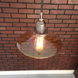 "Industrial Pendant Light -Raw Steel 8"" Flat Glass Amber Shade With Patented ""Huila Connectors" - thumbnail 3
