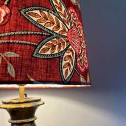 Chanterelle Cotton Cone Lampshade, Extra Tall Conical Shade, Burnt Orange, Birds & Floral - thumbnail 2