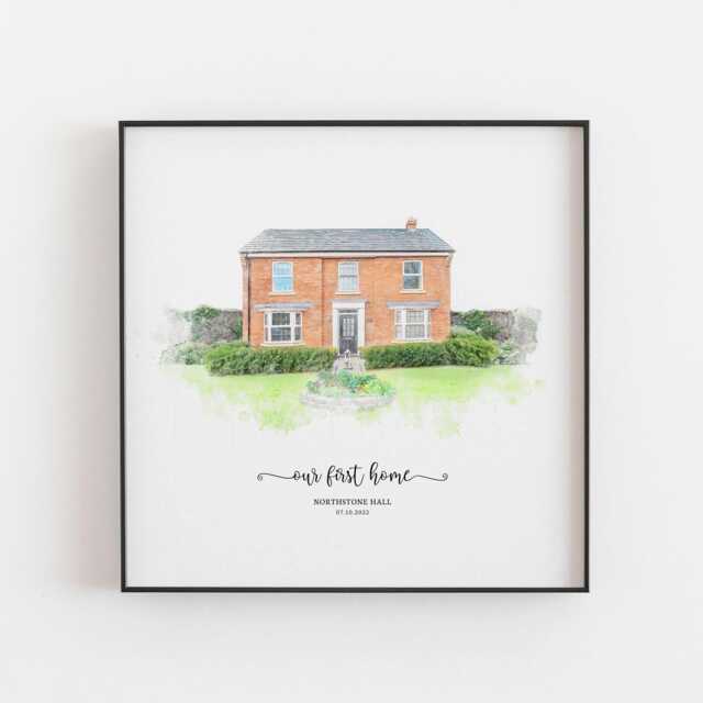 Housewarming Gift, New Home House Painting From Photo, Realtor Painting, Custom Portrait, Home, First Gift - image 1