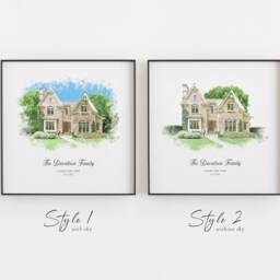 Housewarming Gift, New Home House Painting From Photo, Realtor Painting, Custom Portrait, Home, First Gift - thumbnail 3